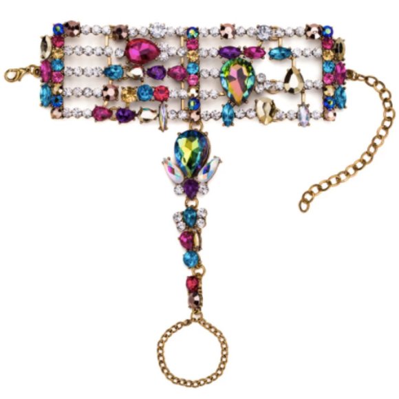 Crystal Hand Chain Cuff – Multi-Color (single) - Picture 2 of 5